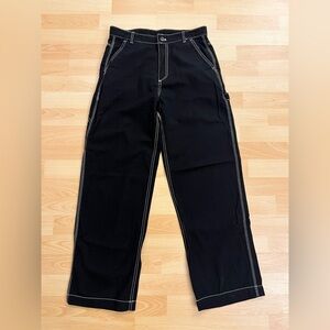 Gap Black Wide-Leg Carpenter Pants with Contrast Stitching